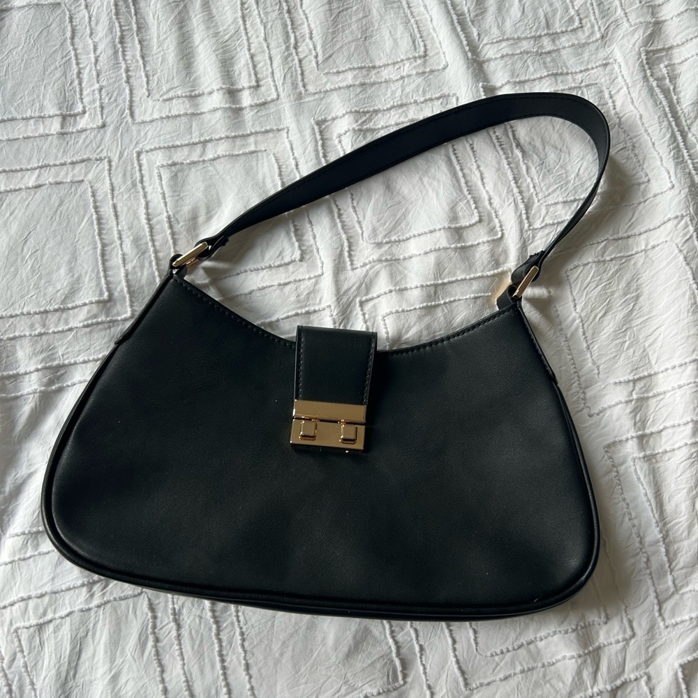 H&M Black Shoulder Bag with Gold Accent